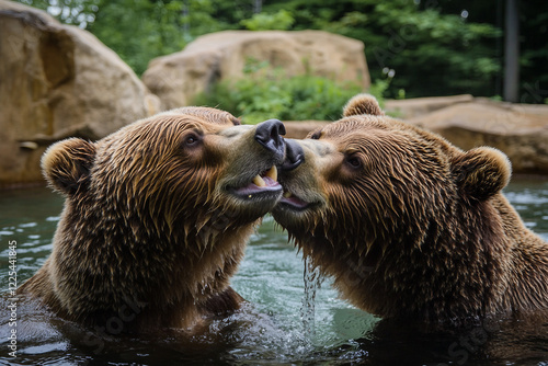 Fototapeta Naklejka Na Ścianę i Meble -  Image of a beautiful wild animals in zoo generative AI concept