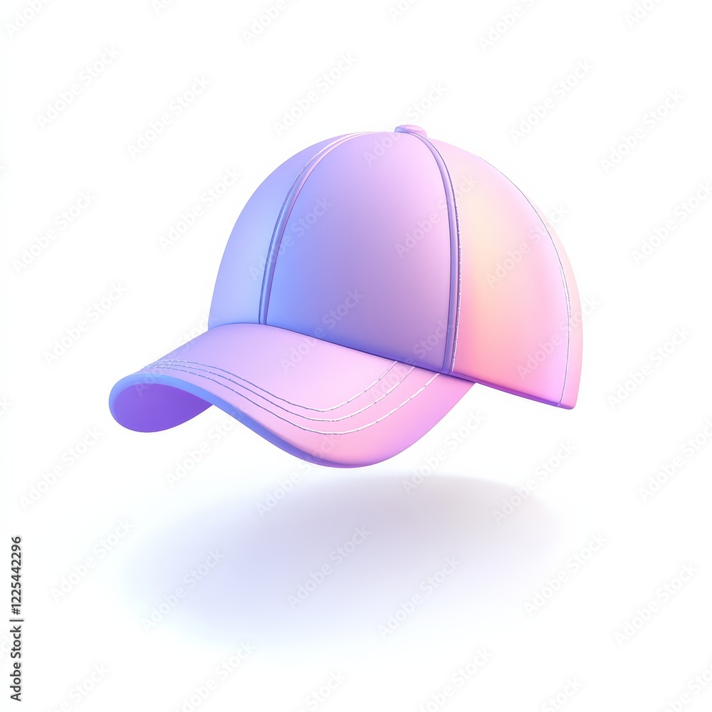 Fototapeta premium A stylish, gradient cap in shades of purple and pink, floating against a white background, showcasing modern design and vibrant colors.