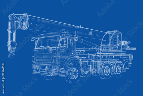 Car crane. Vector rendering of 3d
