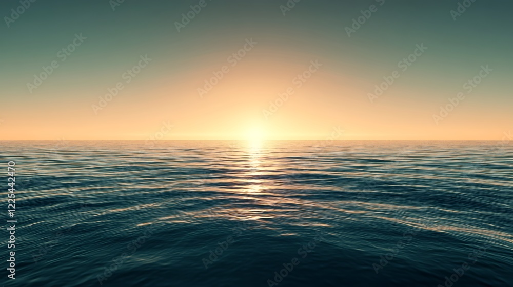 Obraz premium Serene Sunset Over Calm Ocean Waves
