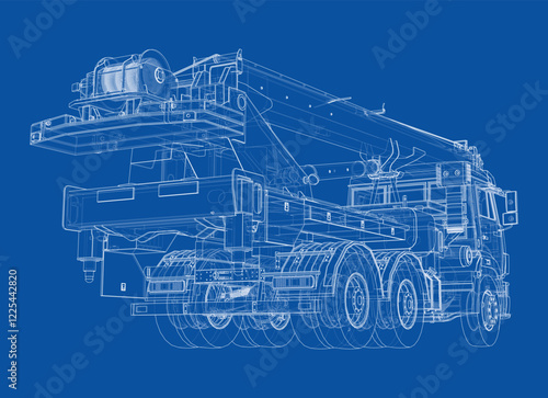 Car crane. Vector rendering of 3d