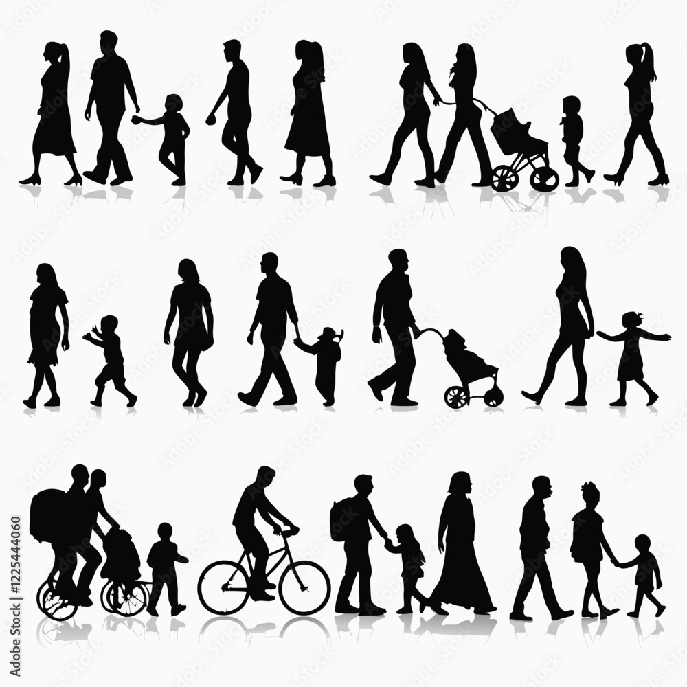 Fototapeta premium a-collection-of-black-and-white-silhouettes-depict (1).eps