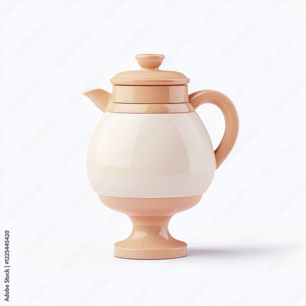 A stylish, two-toned teapot featuring a rounded shape, elegant lid, and sturdy handle, perfect for serving tea in a modern kitchen. A stylish, two-toned teapot featuring a rounded shape, elegant lid, and sturdy handle, perfect for serving tea in a modern kitchen.