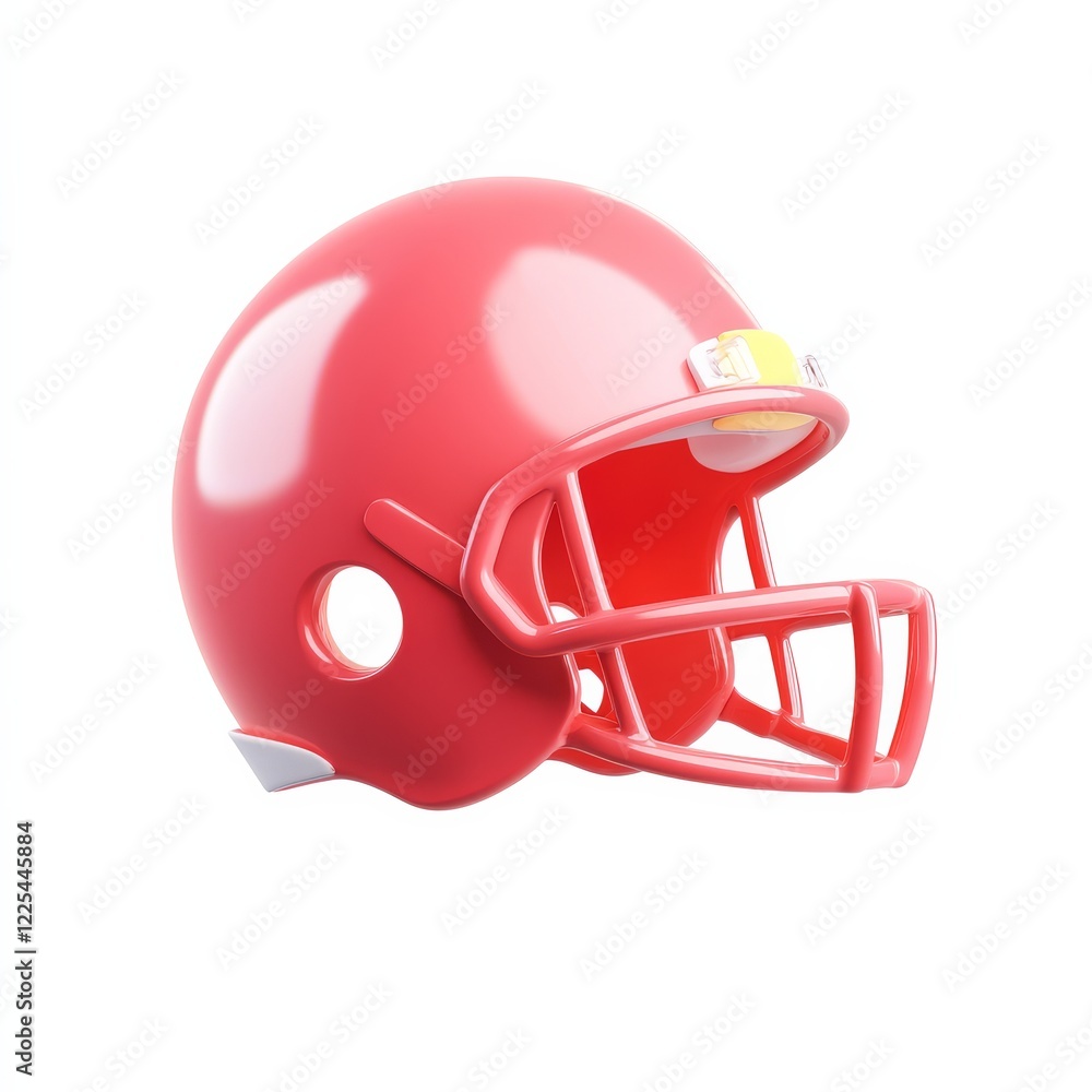 Fototapeta premium A shiny red football helmet with a face guard, designed for safety and performance in American football.