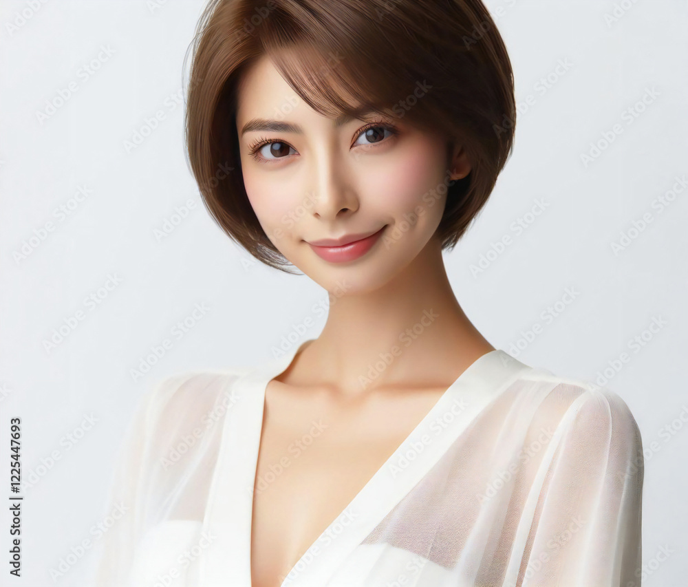 Fototapeta premium 白いブラウスの美女