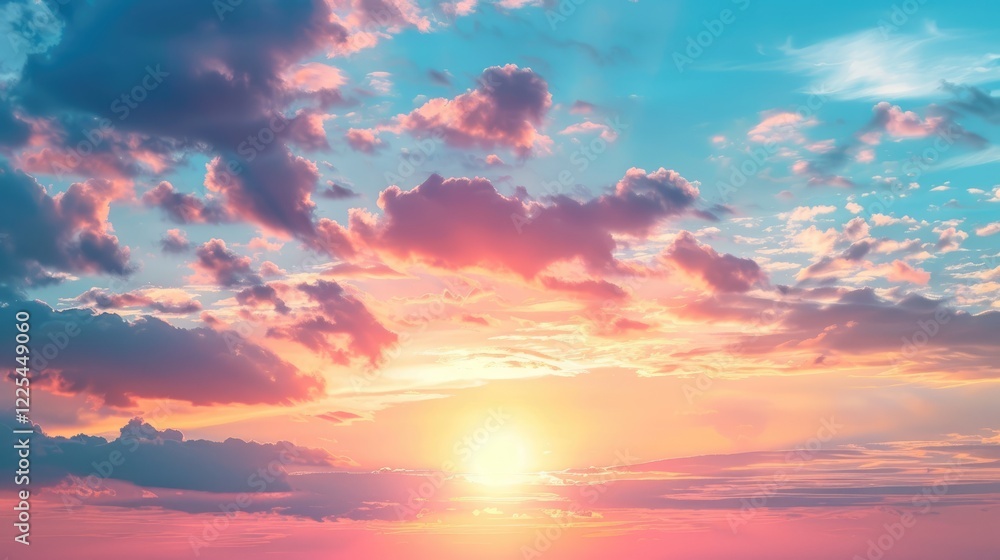 Blurry Holographic Sunrise Sky Background for Web Design