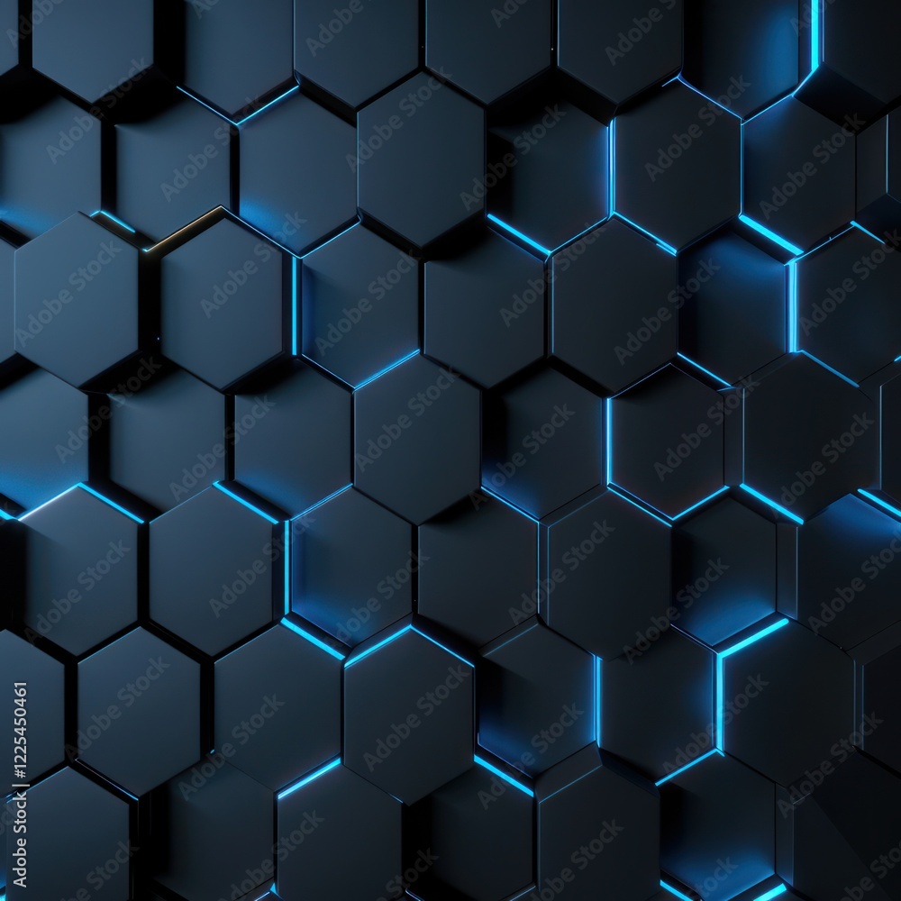 Abstract Hexagon Pattern with Blue Neon Abstract Hexagon Pattern with Blue Neon