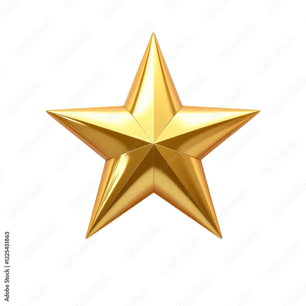 Obraz premium Shiny Gold 3D Star Award Icon Graphic Design Element High Resolution Image Perfect for Decorations and Awards