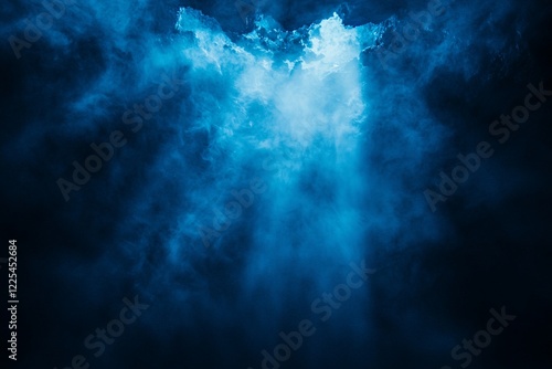 Wallpaper Mural Ethereal blue light beams piercing through dark clouds, creating a mystical atmosphere above Torontodigital.ca