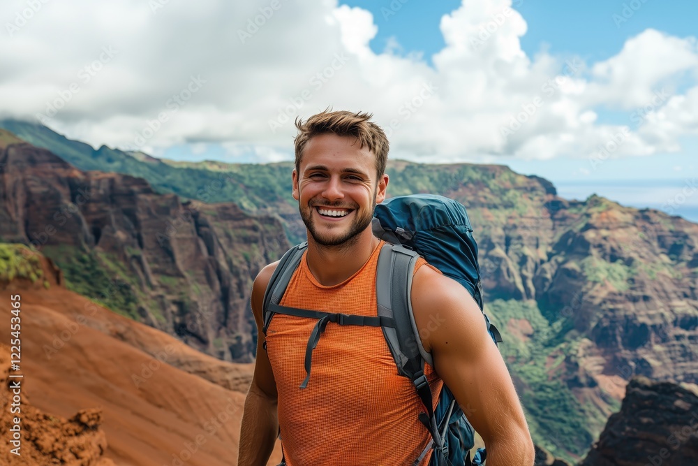 Smiling Hiker on Mountaintop Smiling Hiker on Mountaintop