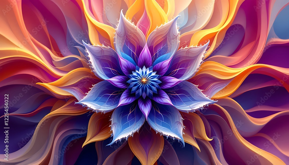 Fototapeta premium A mesmerizing abstract background featuring an intricate fractal flower design element, perfect for enhancing brochure advertisements, presentations, web designs