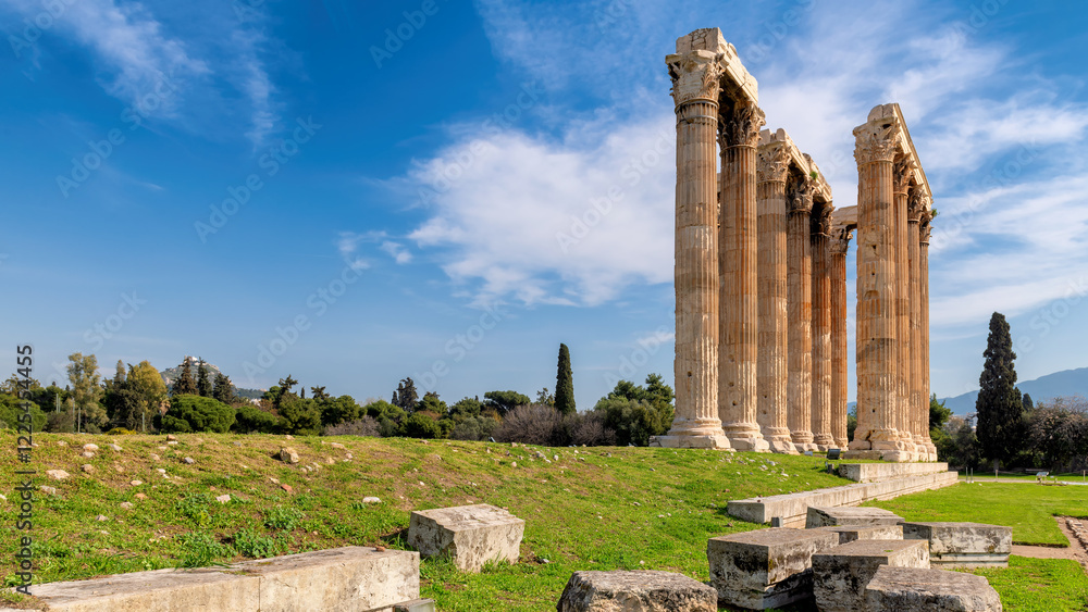 Ancient columns of Olympian Zeus temple in Athens, Greece.