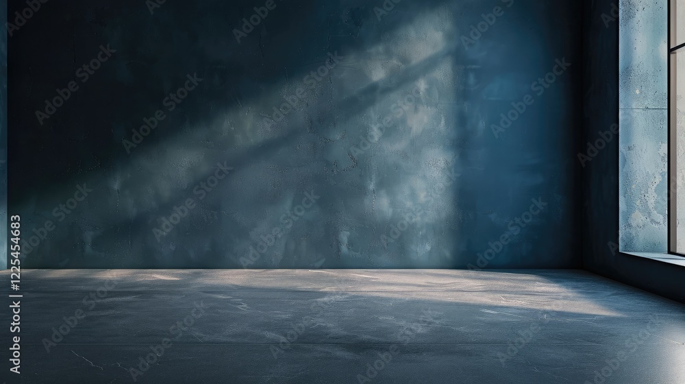 Empty room with concrete floor and dark blue wall Empty room with concrete floor and dark blue wall