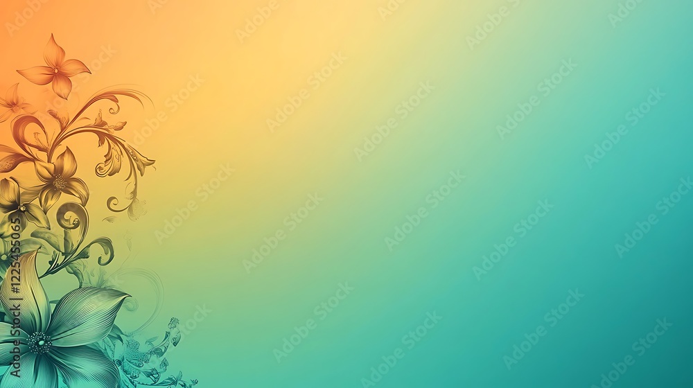 Elegant Floral Design On Gradient Background Elegant Floral Design On Gradient Background