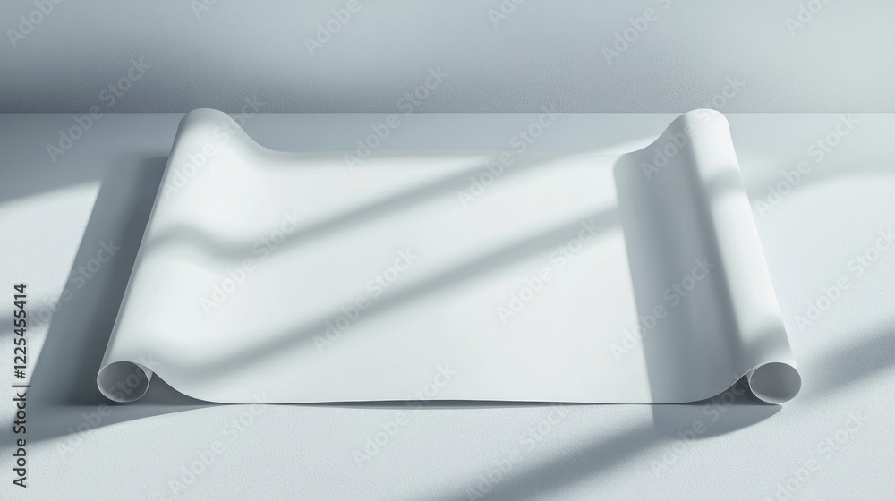 Fototapeta premium White Paper Roll Unfurling On Light Gray Surface