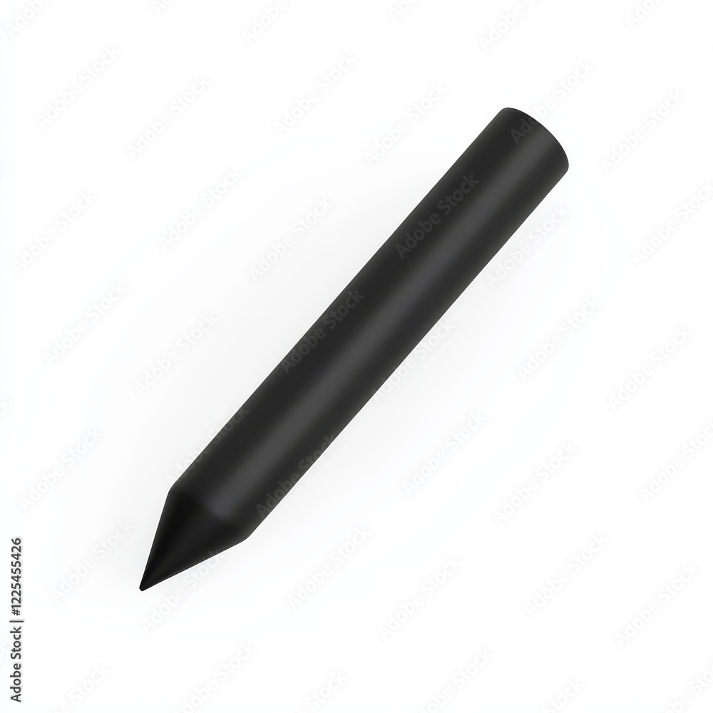 A sleek black pencil lies flat against a white background, showcasing its streamlined design and sharp tip. A sleek black pencil lies flat against a white background, showcasing its streamlined design and sharp tip.