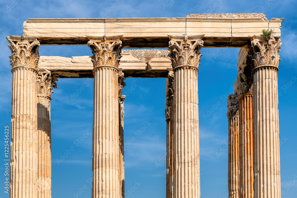Ancient columns of Olympian Zeus temple in Athens, Greece.