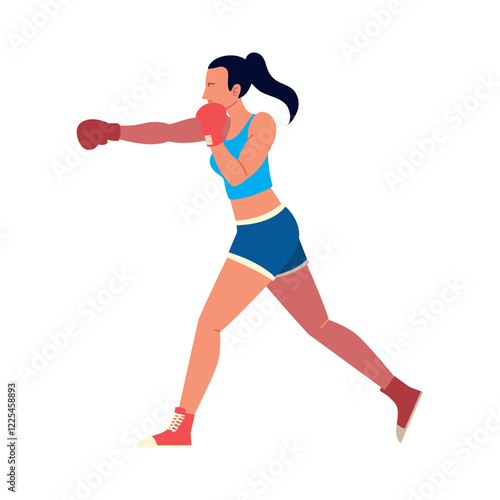 Vector image of a person practicing boxing icon on a white background