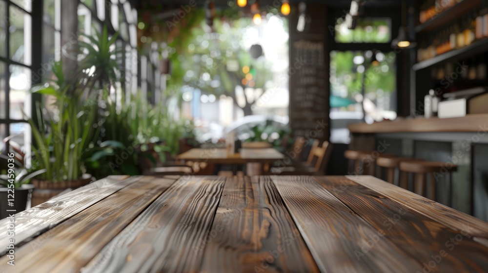 Mock-up display for cafe and restaurant promotion on wooden table.