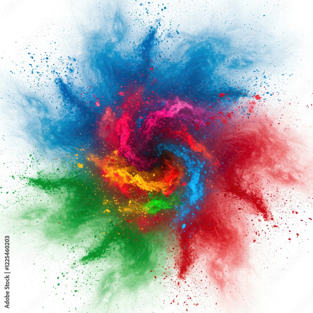 Fototapeta premium Vibrant Holi Festival Celebration with Colorful Powder, People, Happy Holi Design