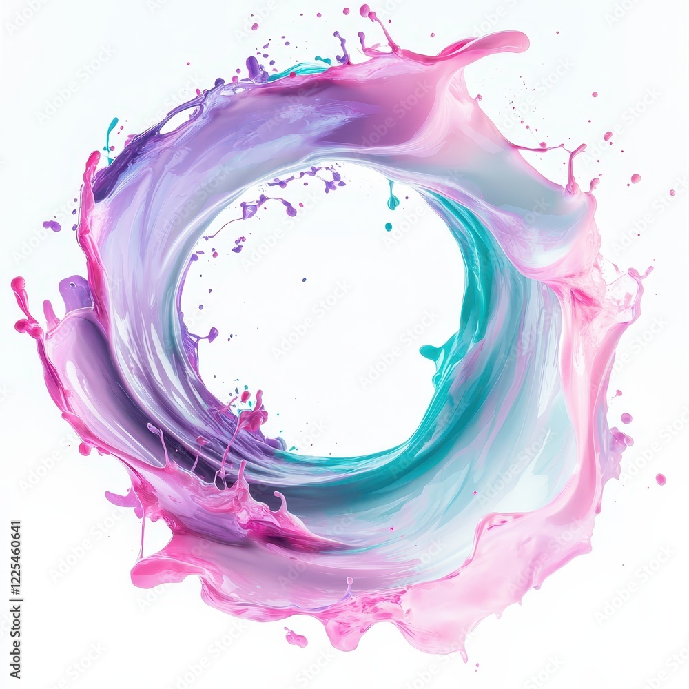 Obraz premium Soft Glowing Pastel Paint Splash in Shades of Pink and Purple Creating an Elegant Circular Shape with Fluid Motion and Artistic Expression