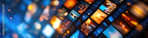 Wallpaper Mural Numerous colorful panels showcase various media content in a contemporary setting, highlighting the dynamic nature of digital streaming experiences during a lively viewing session Torontodigital.ca