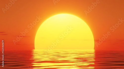 Fiery Sunset Over Calm Ocean Waters