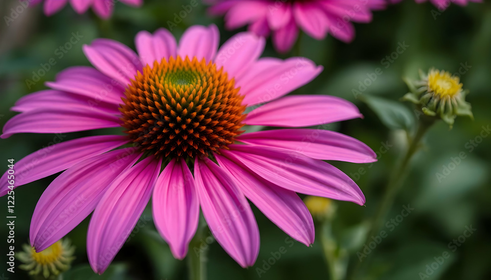 Vibrant Pink Flower with Striking Center Surrounded by Green Leaves in Nature Setting Vibrant Pink Flower with Striking Center Surrounded by Green Leaves in Nature Setting