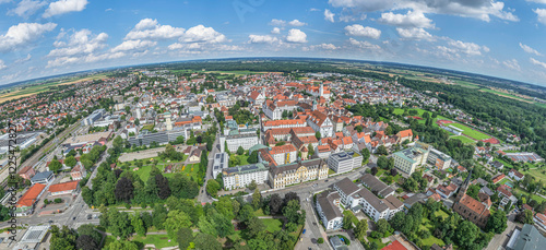 Die nordschwäbische Kreisstadt Dillingen an der Donau aus der Vogelperspektive photo