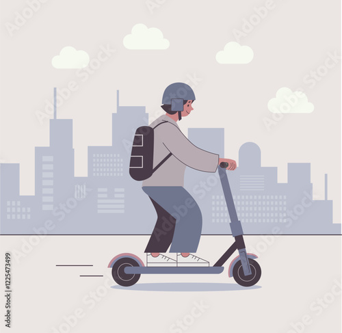Urban Commuter on Electric Scooter