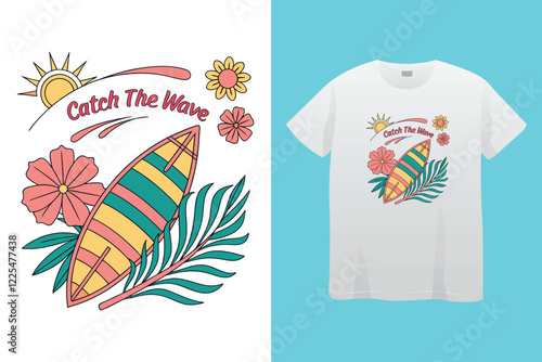 retro wave groove t-shirt design, summer vibes t-shirt typography design, print vector design, sunny day t-shirt design.