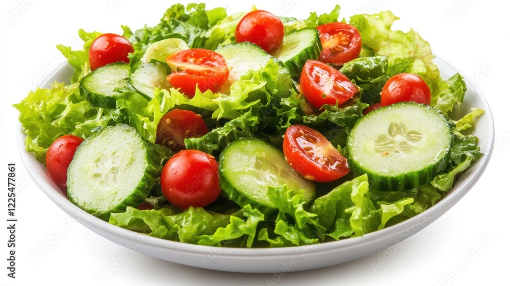 Fresh Green Salad with Tomatoes and Cucumbers Fresh Green Salad with Tomatoes and Cucumbers