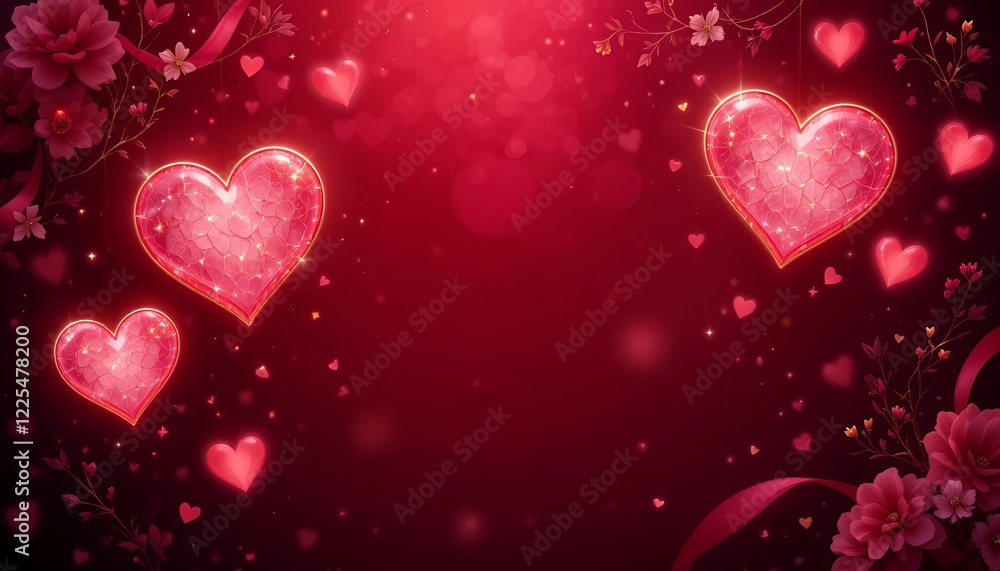 Romantic Valentine s Day Hearts Flowers Background Romantic Valentine s Day Hearts Flowers Background