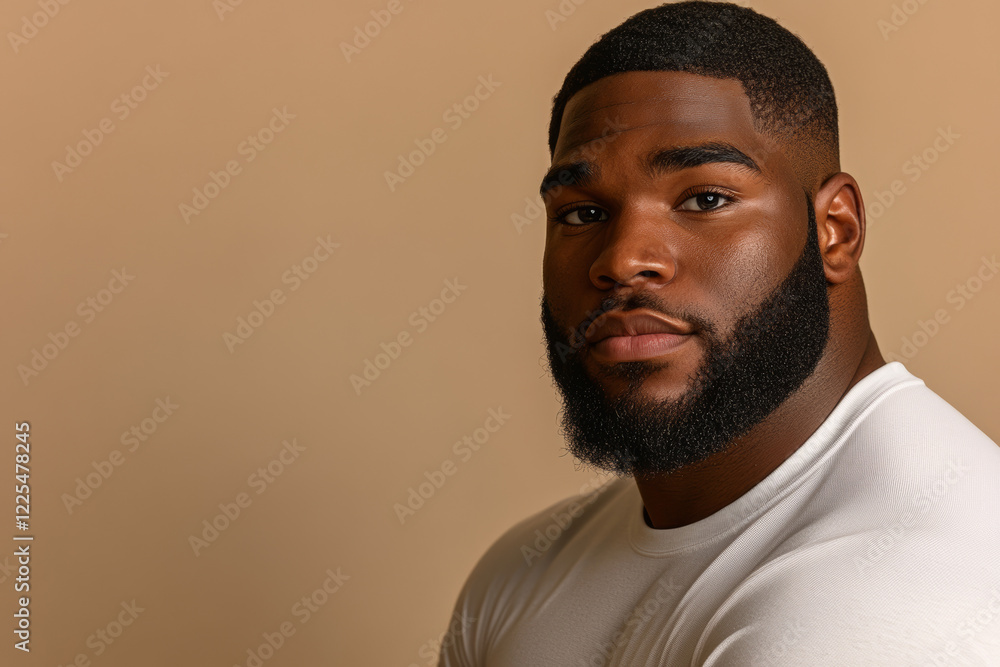 Portrait of a handsome Black man in a white t-shirt, exuding confidence and modern style, ideal for lifestyle, fashion, and personal branding purposes Portrait of a handsome Black man in a white t-shirt, exuding confidence and modern style, ideal for lifestyle, fashion, and personal branding purposes