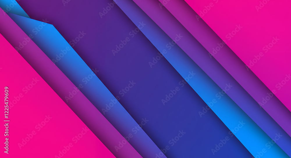 Fototapeta premium Abstract Geometric Background with Vibrant Pink, Purple, and Blue Gradient Stripes