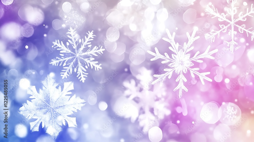 Delicate White Snowflakes on a Soft Purple Background Delicate White Snowflakes on a Soft Purple Background