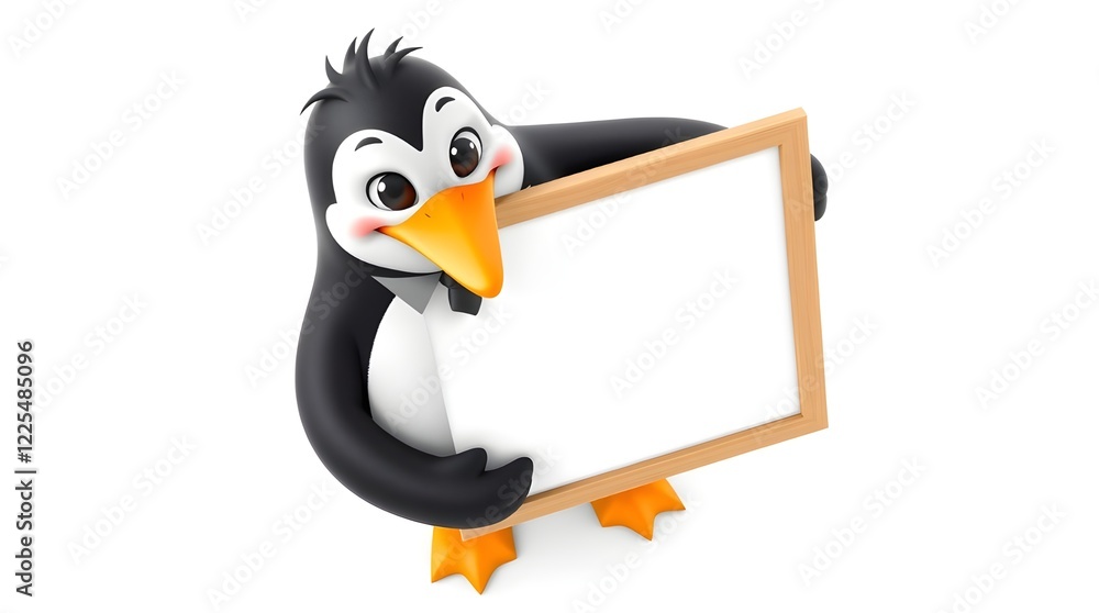 Obraz premium penguin holding blank sign