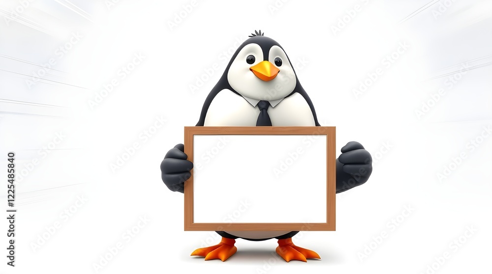 Obraz premium penguin holding blank sign