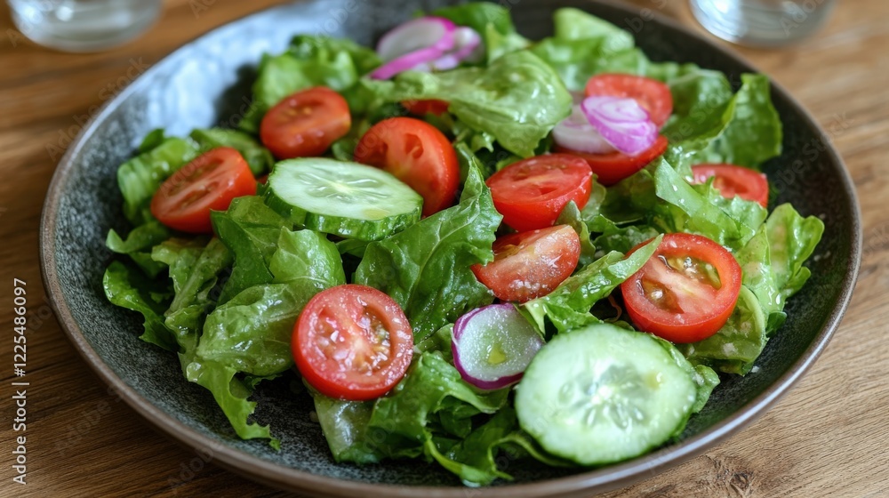 Fresh Garden Salad with Tomatoes and Cucumbers Fresh Garden Salad with Tomatoes and Cucumbers
