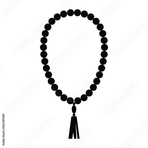 Prayer beads vector icon. Meditation, spiritual accessory illustration. Black silhouette isolated on white background.