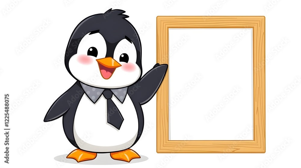 Naklejka premium penguin with blank sign