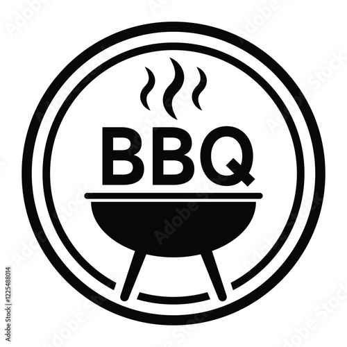 BBQ grill vector icon. Barbecue cooking symbol illustration. Black silhouette isolated on white background.