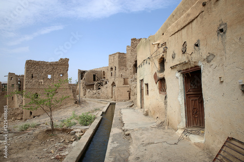 View of the ruins of Birkat Al Mouz, a historical village in Oman photo