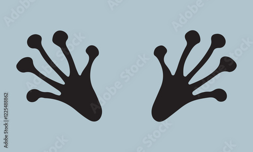 Frog or toad paw footprint Silhouette vector illustration ;frog, wildlife, animal, nature, closeup, amphibian, isolated, green, background, eye, fat, footprint, illustration, toad, white, cute, macro,