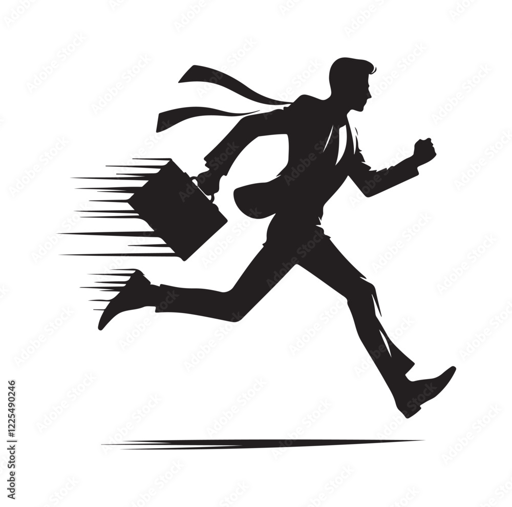 Obraz premium businessman running silhouette vector illustration
