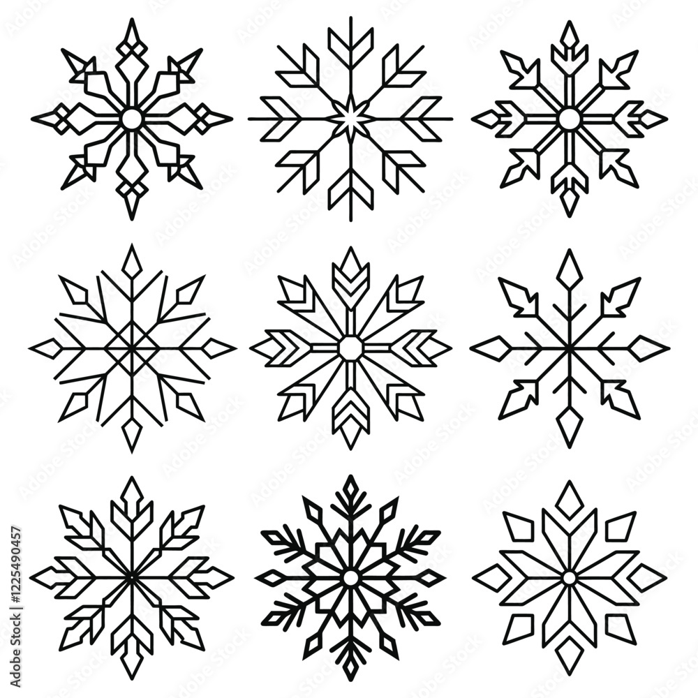Snowflake Vector Illustration on White Background Snowflake Vector Illustration on White Background