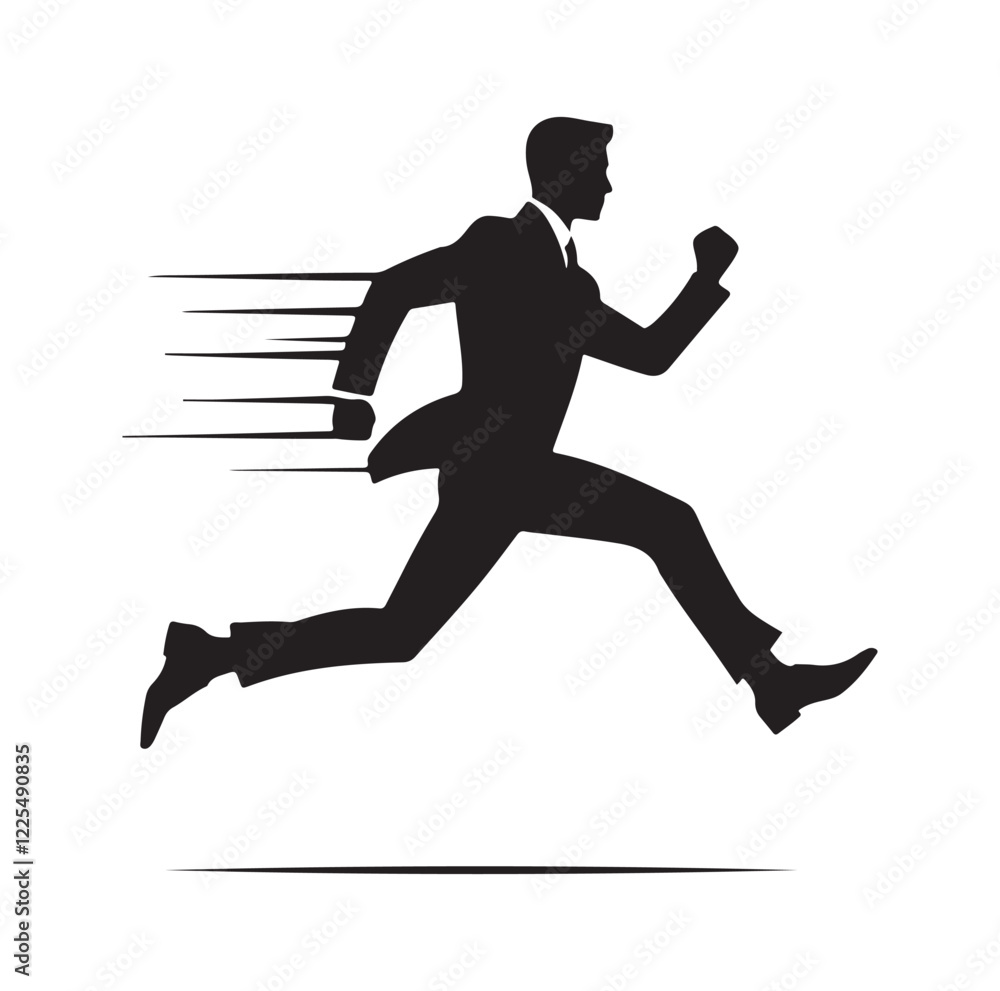 Fototapeta premium businessman running silhouette vector illustration