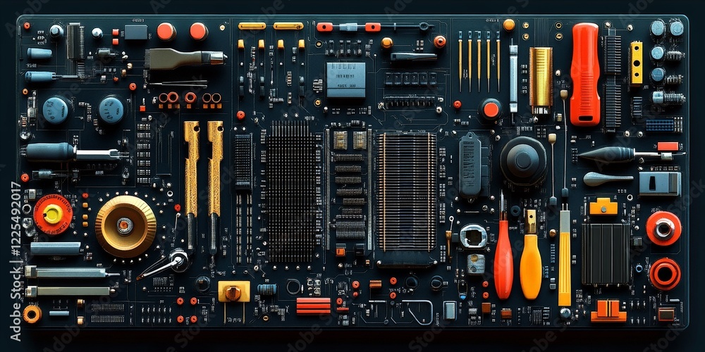 Macro shot of soldering a circuit board, capturing technological precision and modern electronics craftsmanship.
