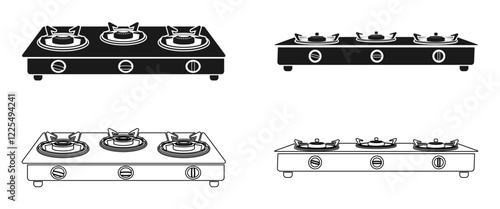 gas stove icon set vector illustration isolated on white background.