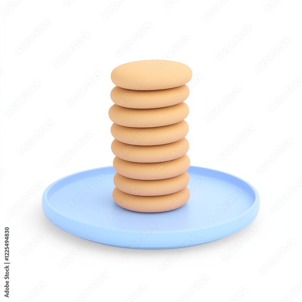 A stack of round, beige cookies neatly arranged on a light blue plate, showcasing a simple and clean design. A stack of round, beige cookies neatly arranged on a light blue plate, showcasing a simple and clean design.